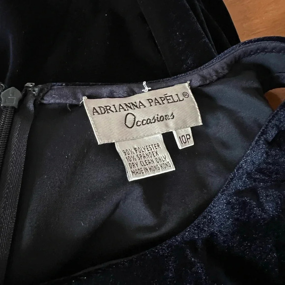 Vintage Adrianna Papell Occasions Gown & Bolero Matching Set Navy Velour 10P - Picture 8 of 9